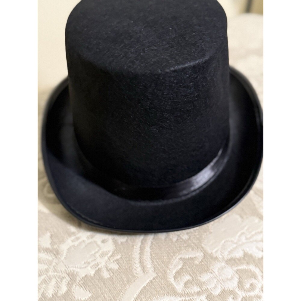 Adult Felt Top Magician Costume Hat with Curved Brim